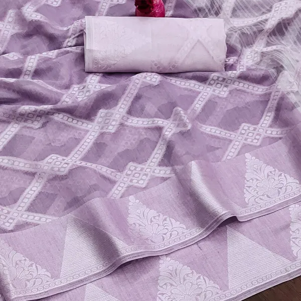 Purple_Color_Jacquard_&_Cotton_Silk_Gadwal_Saree_For_Women