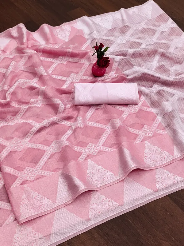 Pink_Color_Jacquard_&_Cotton_Silk_Gadwal_Saree_For_Women