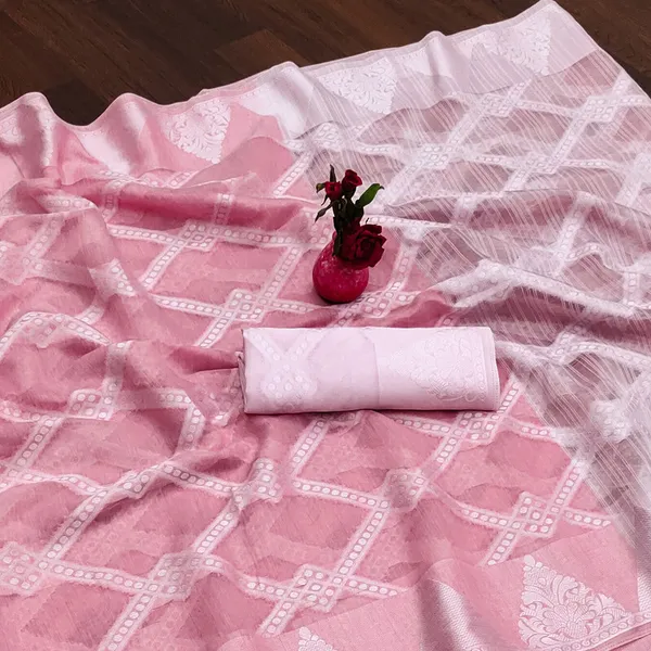 Pink_Color_Jacquard_&_Cotton_Silk_Gadwal_Saree_For_Women