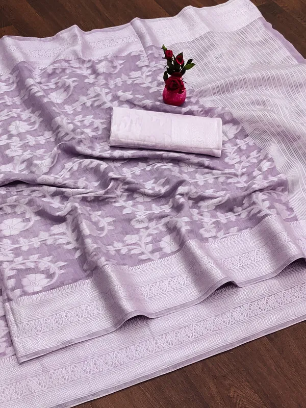 Purple_Color_Jacquard_&_Cotton_Silk_Gadwal_Saree_For_Women