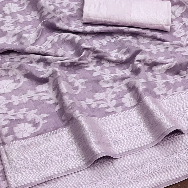 Purple_Color_Jacquard_&_Cotton_Silk_Gadwal_Saree_For_Women