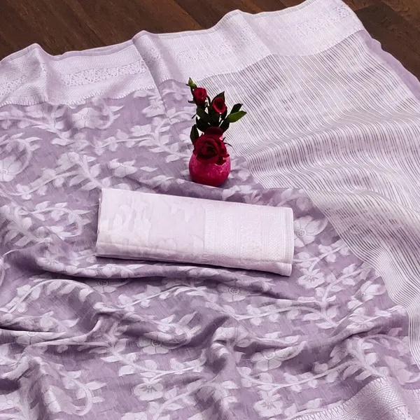 Purple_Color_Jacquard_&_Cotton_Silk_Gadwal_Saree_For_Women