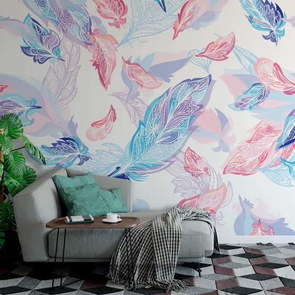 Fresh_&Sweet_Pink_Feathers__Mural_Wallpaper.