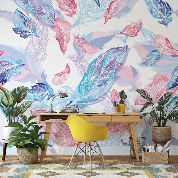 Fresh_&Sweet_Pink_Feathers__Mural_Wallpaper.