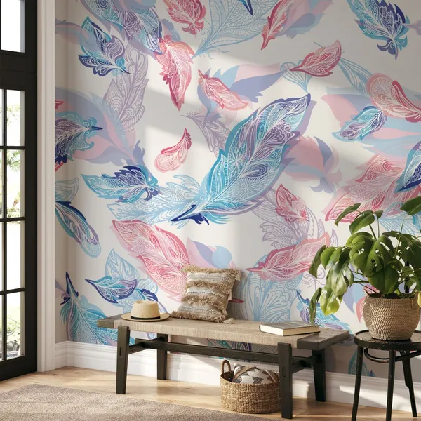 Fresh_&Sweet_Pink_Feathers__Mural_Wallpaper.
