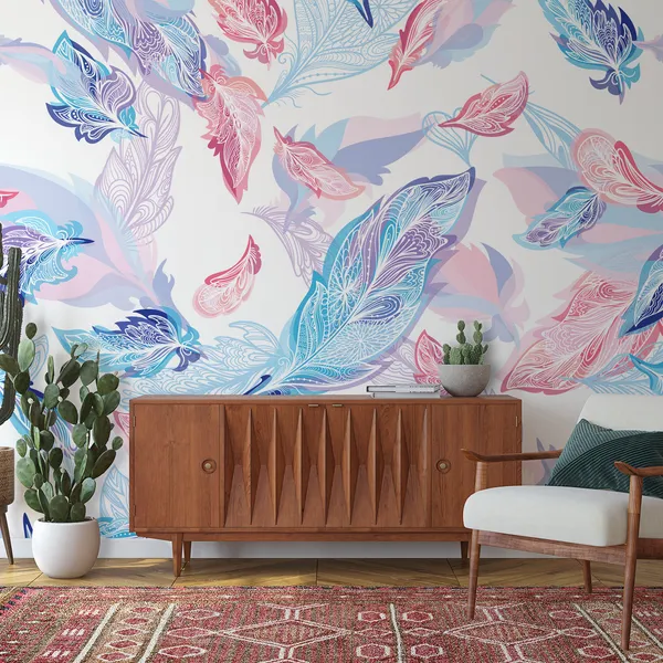 Fresh_&Sweet_Pink_Feathers__Mural_Wallpaper.