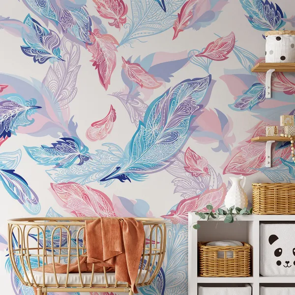 Fresh_&Sweet_Pink_Feathers__Mural_Wallpaper.