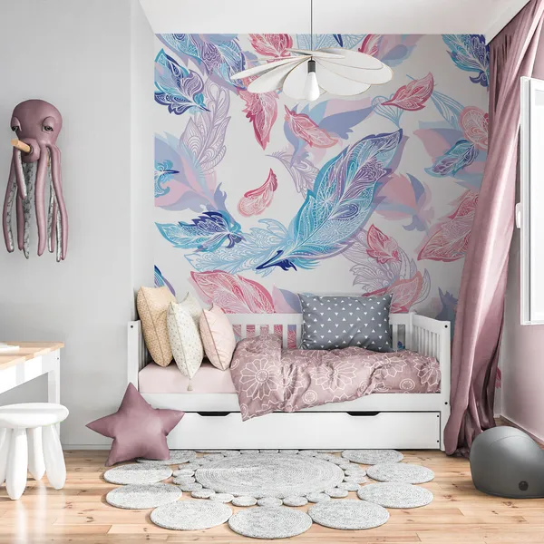 Fresh_&Sweet_Pink_Feathers__Mural_Wallpaper.
