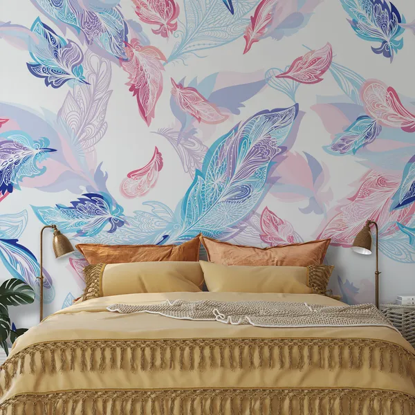 Fresh_&Sweet_Pink_Feathers__Mural_Wallpaper.