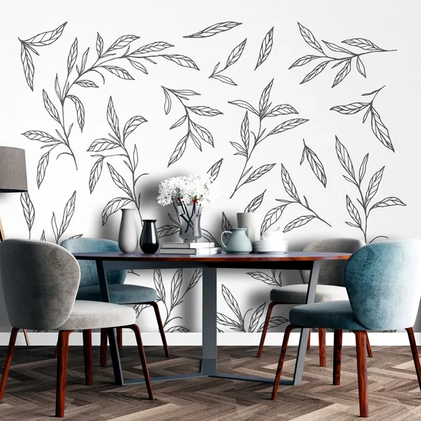 Floral_seamless_pattern_with_mini_leaves_art_Vector_hand_drawn_herbs,_berries._Mural_Wallpaper.