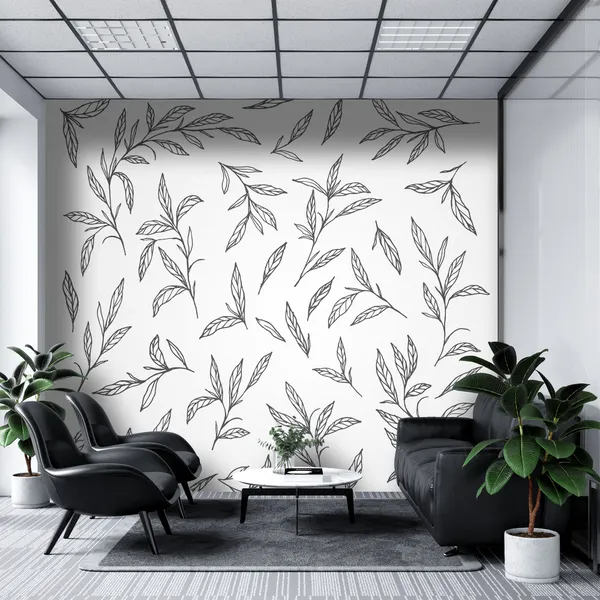 Floral_seamless_pattern_with_mini_leaves_art_Vector_hand_drawn_herbs,_berries._Mural_Wallpaper.