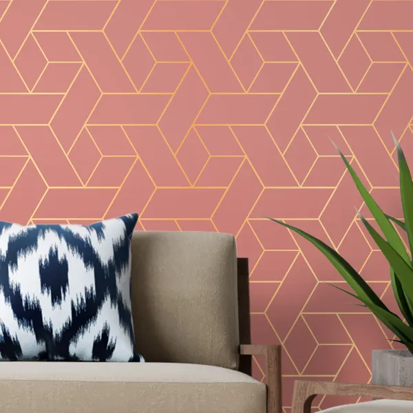 Structured_lines_Geometric_with_pink_color_Mural_Wallpaper,_PVC_Free,_Non-Toxic