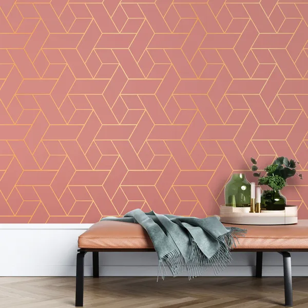 Structured_lines_Geometric_with_pink_color_Mural_Wallpaper,_PVC_Free,_Non-Toxic