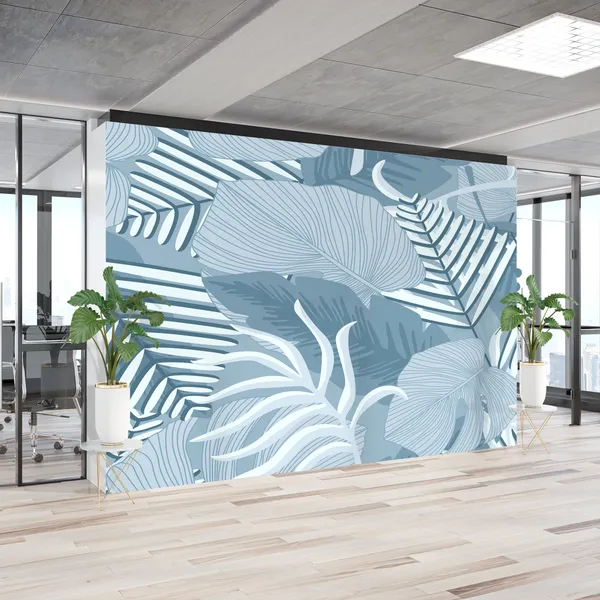 Palm_Monstera_Seamless_Pattern._Blue_White_Tropical_Summer_Background._Beach_Jungle_Leaves_for_Swimwear_Design._Mural_Wallpaper.