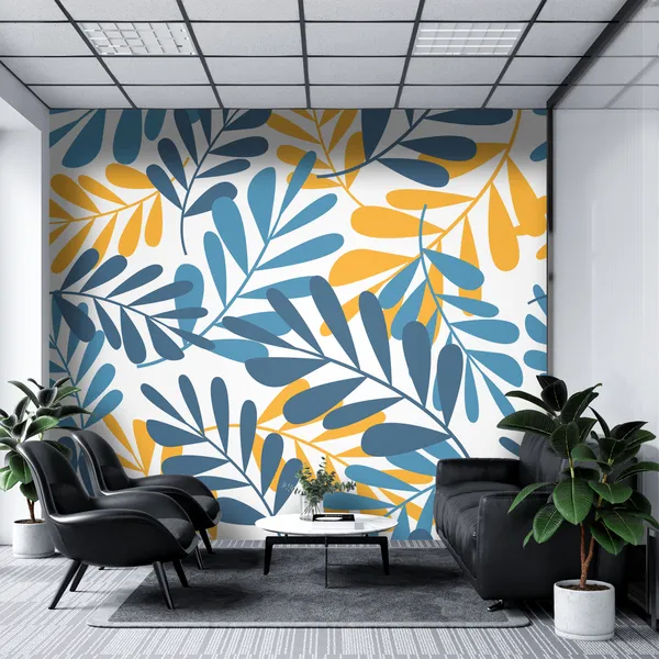 Tropical_leaves_seamless_pattern,_Fashion,_interior,_wrapping_concept_With_2_color_Mural_Wallpaper.
