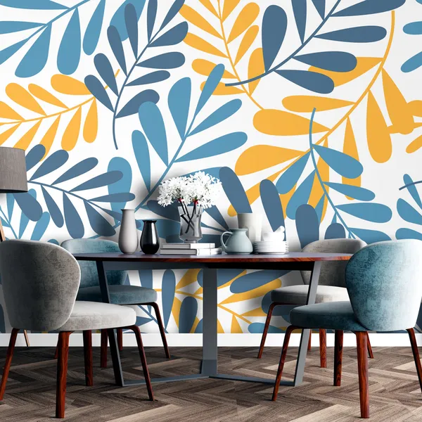 Tropical_leaves_seamless_pattern,_Fashion,_interior,_wrapping_concept_With_2_color_Mural_Wallpaper.