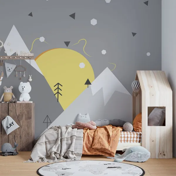 Winter_landscape_with_mountains_and_the_sun._Wallpaper_for_kids_room_Mural_Wallpaper.