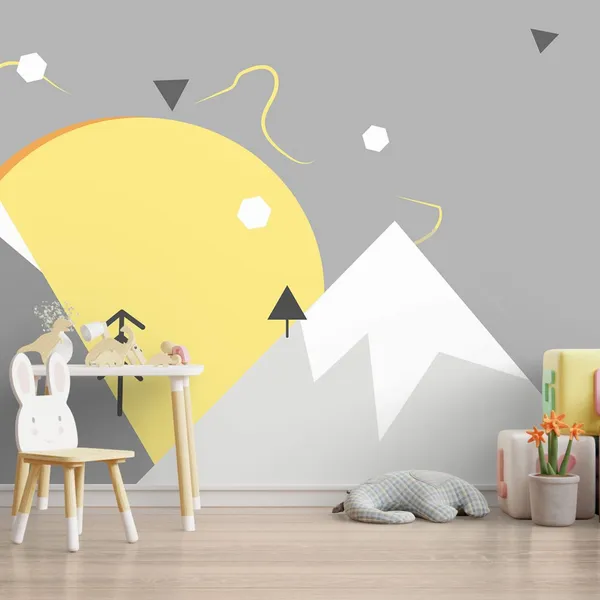 Winter_landscape_with_mountains_and_the_sun._Wallpaper_for_kids_room_Mural_Wallpaper.