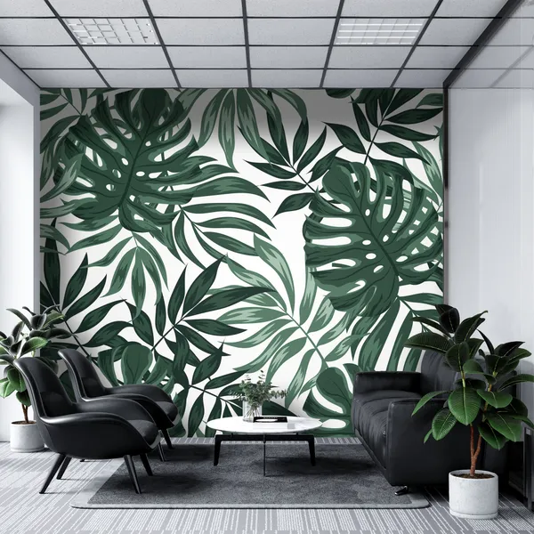 Trending_tropical_pattern_with_plants_and_leaves_on_a_white_background._Hawaiian_style._Jungle_leaves._Botanical_pattern_with_exotic_leaves.