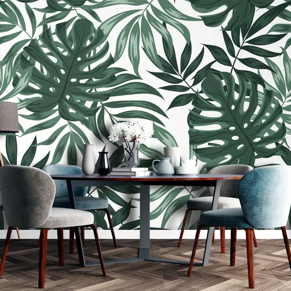 Trending_tropical_pattern_with_plants_and_leaves_on_a_white_background._Hawaiian_style._Jungle_leaves._Botanical_pattern_with_exotic_leaves.