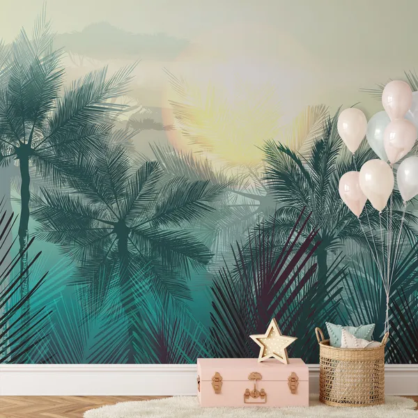 Nature_with_Sun_&_trees_Mural_Wallpaper.
