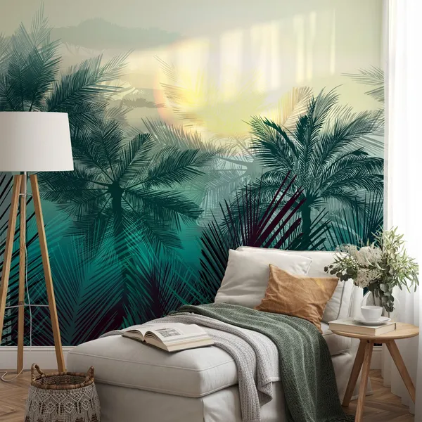 Nature_with_Sun_&_trees_Mural_Wallpaper.