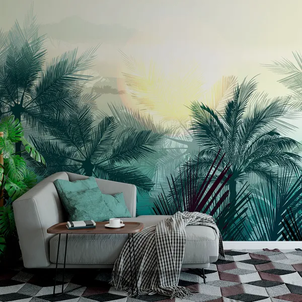 Nature_with_Sun_&_trees_Mural_Wallpaper.