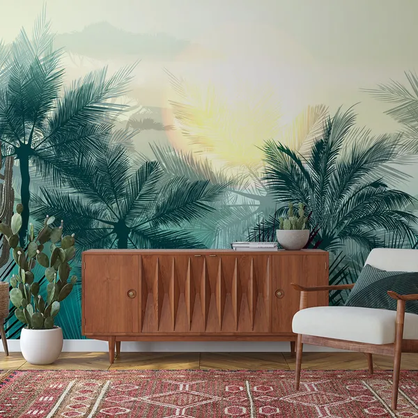 Nature_with_Sun_&_trees_Mural_Wallpaper.