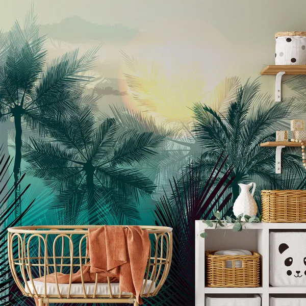 Nature_with_Sun_&_trees_Mural_Wallpaper.