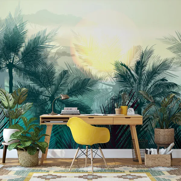 Nature_with_Sun_&_trees_Mural_Wallpaper.