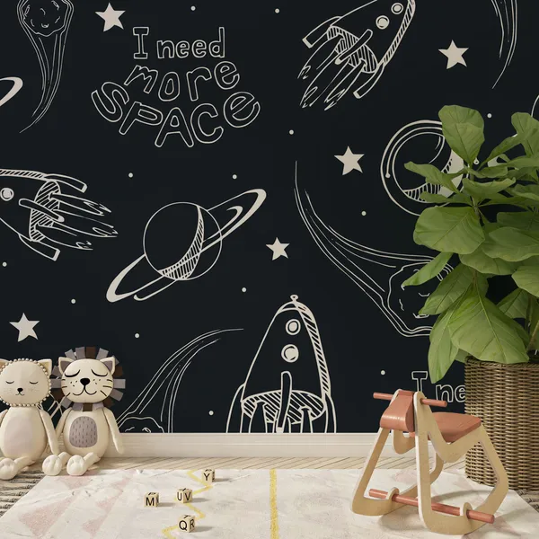 Hand_drawn_seamless_pattern._Space_background._I_need_more_space._Mural_Wallpaper.