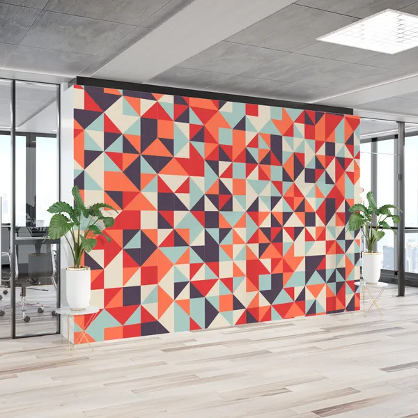 Geometric_abstract_background_with_triangles_and_lines_With_black_&_white_color_Mural_Wallpaper
