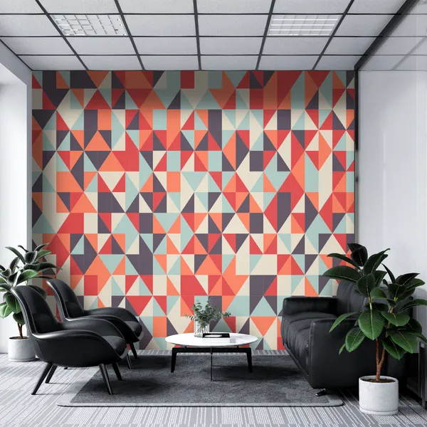 Geometric_abstract_background_with_triangles_and_lines_With_black_&_white_color_Mural_Wallpaper