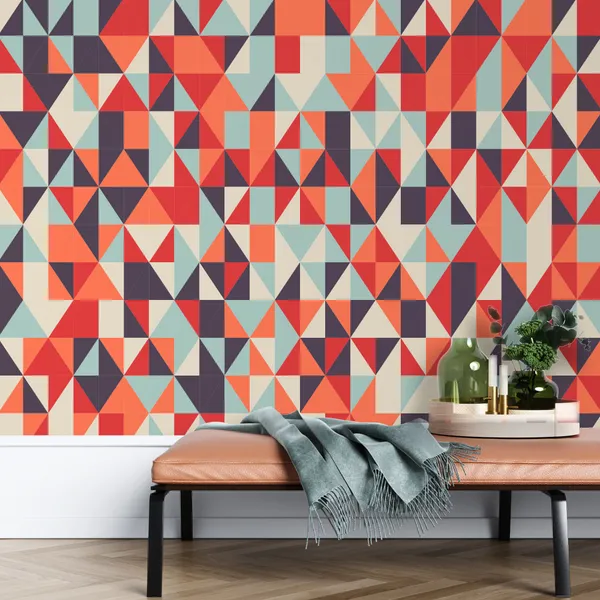 Geometric_abstract_background_with_triangles_and_lines_With_black_&_white_color_Mural_Wallpaper