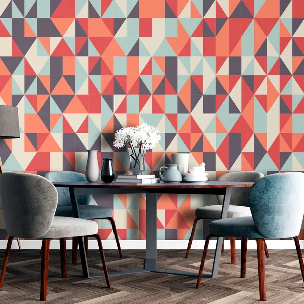 Geometric_abstract_background_with_triangles_and_lines_With_black_&_white_color_Mural_Wallpaper