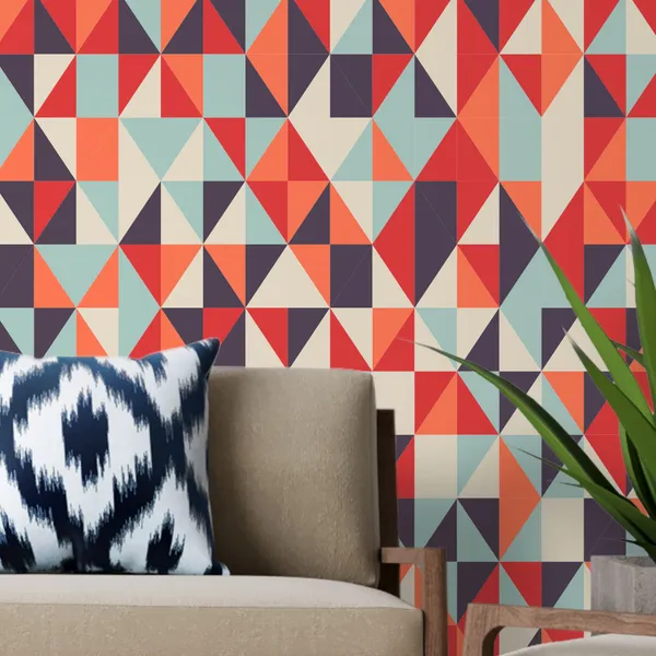 Geometric_abstract_background_with_triangles_and_lines_With_black_&_white_color_Mural_Wallpaper