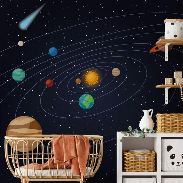 Universe_"Solar_system"_for_children._Cartoon_Planet._Mars,_Verena,_the_earth,_the_sun,_Jupiter,_Saturn,_Uranus,_Neptune,_Pluto._Mural_Wallpaper.