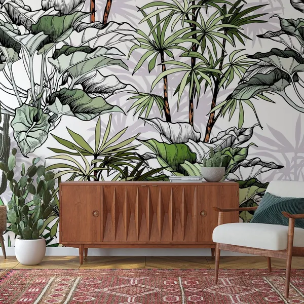 Tropical_foliage_seamless_pattern._Hand_drawn_vector_illustration_on_white_background._Mural_Wallpaper.