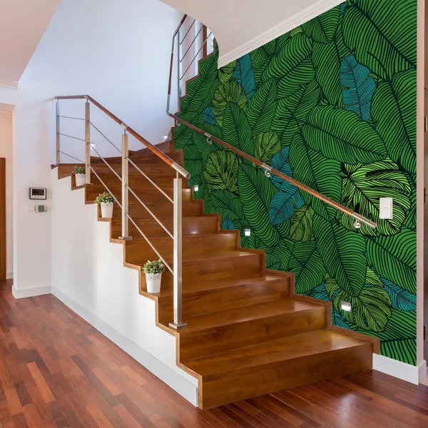 Tropical_exotic_leaves_pattern._Monstera,_banana._Jungle_background._Mural_Wallpaper.