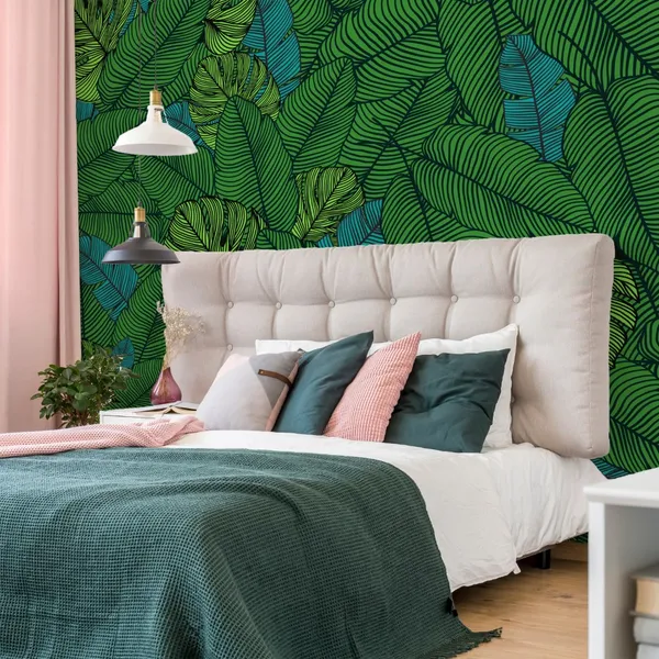 Tropical_exotic_leaves_pattern._Monstera,_banana._Jungle_background._Mural_Wallpaper.
