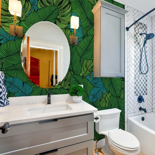 Tropical_exotic_leaves_pattern._Monstera,_banana._Jungle_background._Mural_Wallpaper.