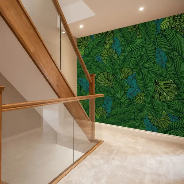 Tropical_exotic_leaves_pattern._Monstera,_banana._Jungle_background._Mural_Wallpaper.