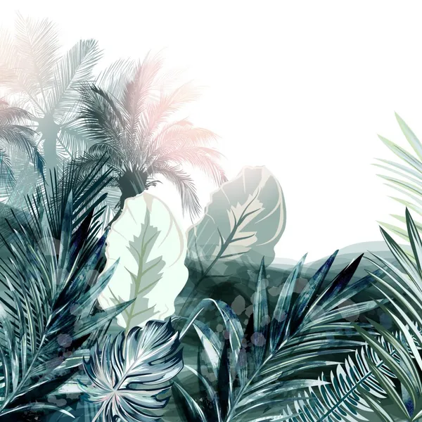 Exotic_leaves_seamless_pattern._Watercolor_illustration._Hand_painted_background_Mural_Wallpaper.