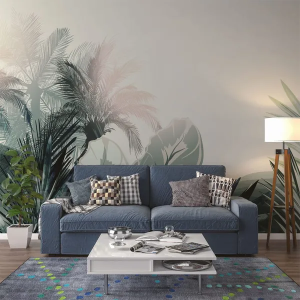 Exotic_leaves_seamless_pattern._Watercolor_illustration._Hand_painted_background_Mural_Wallpaper.