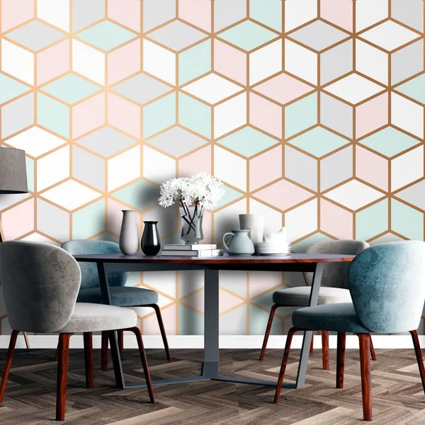 Pink_With_White_Lines_Geometric___Mural_Wallpaper,_Pvc_Free,_Non-Toxic