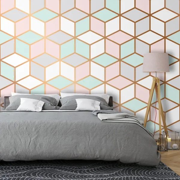 Pink_With_White_Lines_Geometric___Mural_Wallpaper,_Pvc_Free,_Non-Toxic