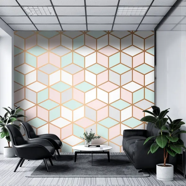 Pink_With_White_Lines_Geometric___Mural_Wallpaper,_Pvc_Free,_Non-Toxic