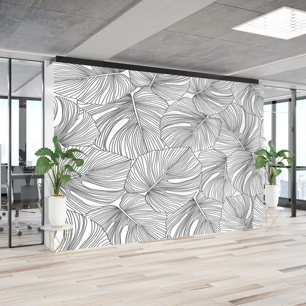 Line_Drawing_Black_Leaves___Mural_Wallpaper,_Pvc_Free,_Non-Toxic