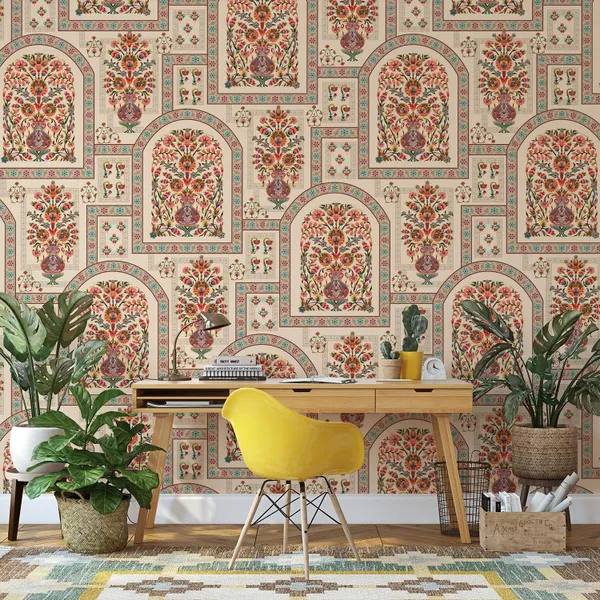 Mughal_Seamless_Boho_Floral_Pattern_Mural_Wallpaper.