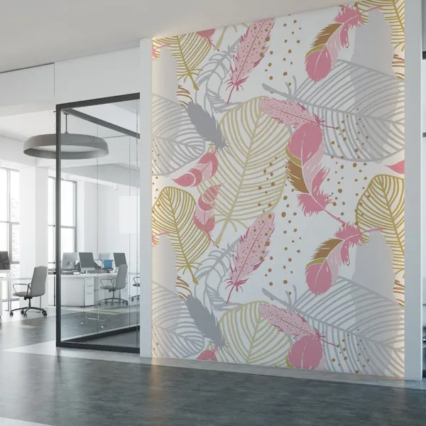 Risen_Golden_Ferns_And_Leaves_Mural_Wallpaper.